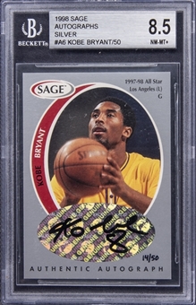 1998 Sage "Autographs Silver" #A6 Kobe Bryant Signed Card (#14/50) - BGS NM-MT+ 8.5